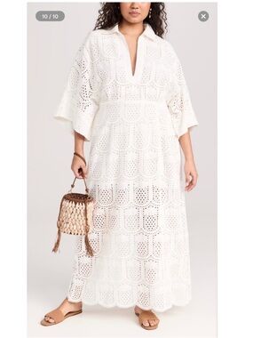 NWT Sundress Soidee Pineapple Eyelet White Maxi Dress XL/XXL